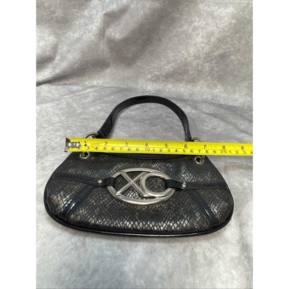 Vintage Y2K XOXO black snakeskin textured mini shoulder bag VGUC - Picture 11 of 13